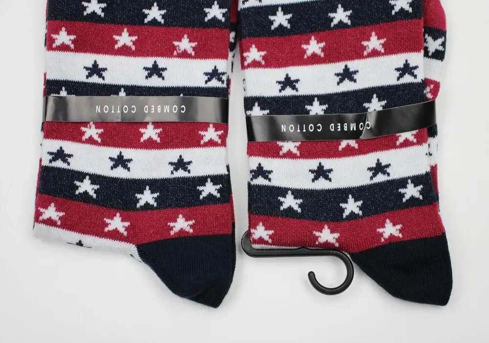 The Men's Store Socks Mens 10-13 Navy Patriotic Flag Dress Mid Calf Italy 2 Pair